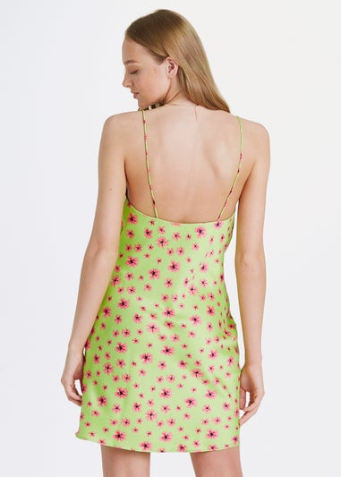 Be Beau Floral Print Satin Cami Midi Dress