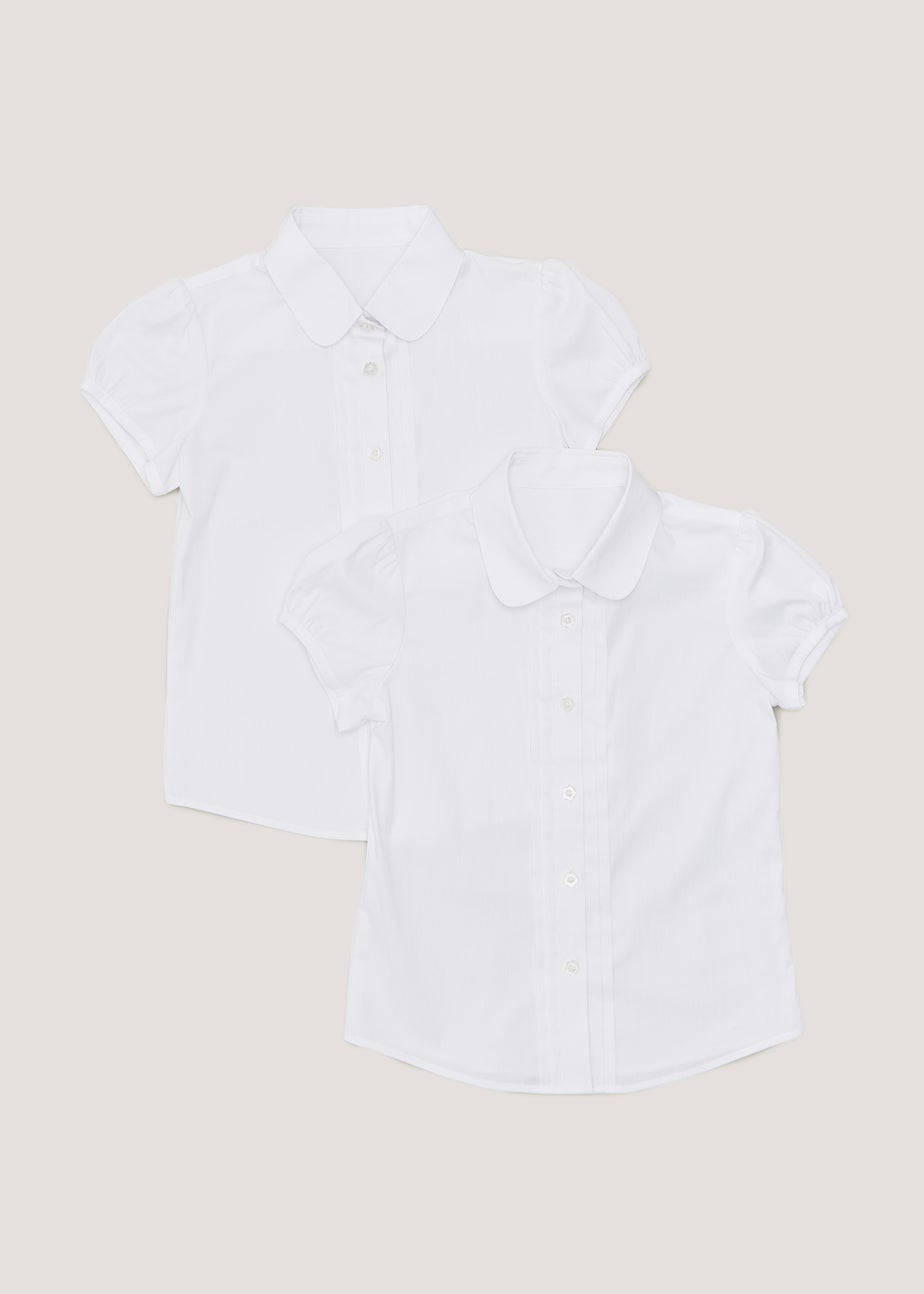 Girls 2 Pack White Seamed School Blouses (3-16yrs)