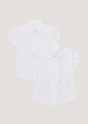 Girls 2 Pack White Seamed School Blouses (3-16yrs)