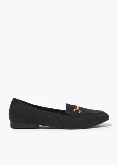 Black Metal Bar Ballet Loafers