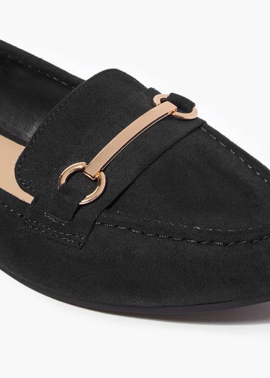 Black Metal Bar Ballet Loafers