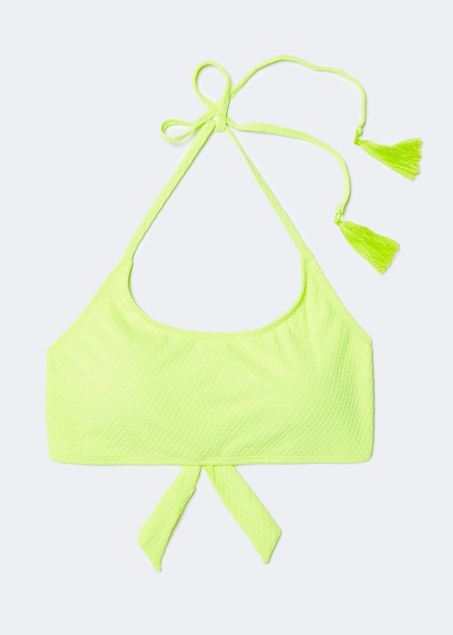 Lime Waffle Bikini Crop Top