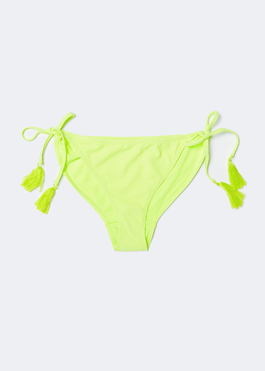 Lime Waffle Tie Side Bikini Bottoms