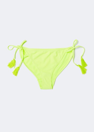 Lime Waffle Tie Side Bikini Bottoms