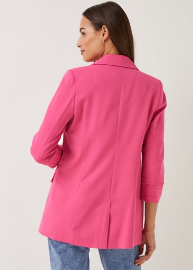 Et Vous Pink Ruched Sleeve Blazer