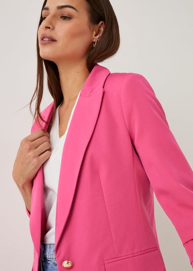 Et Vous Pink Ruched Sleeve Blazer
