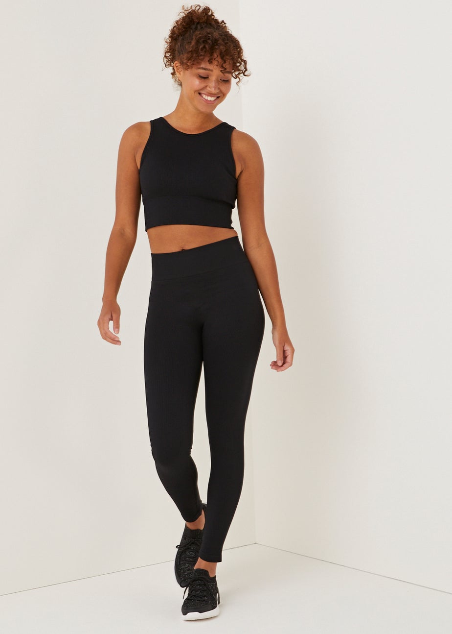Souluxe Black Ribbed Sports Crop Top