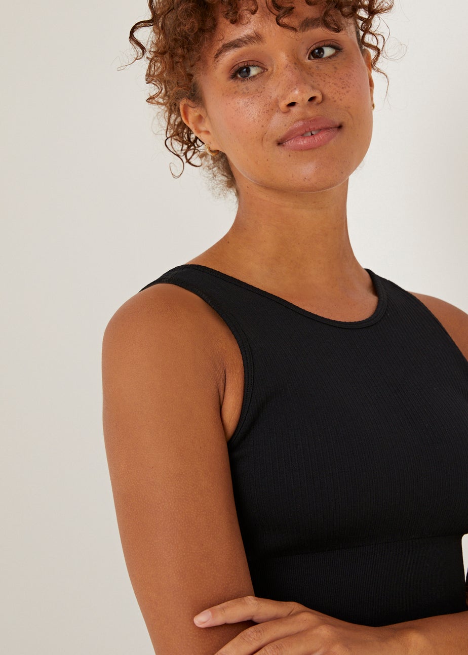 Souluxe Black Ribbed Sports Crop Top