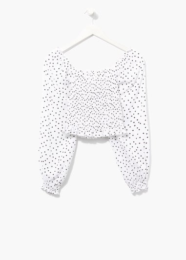 White Spot Crop Top