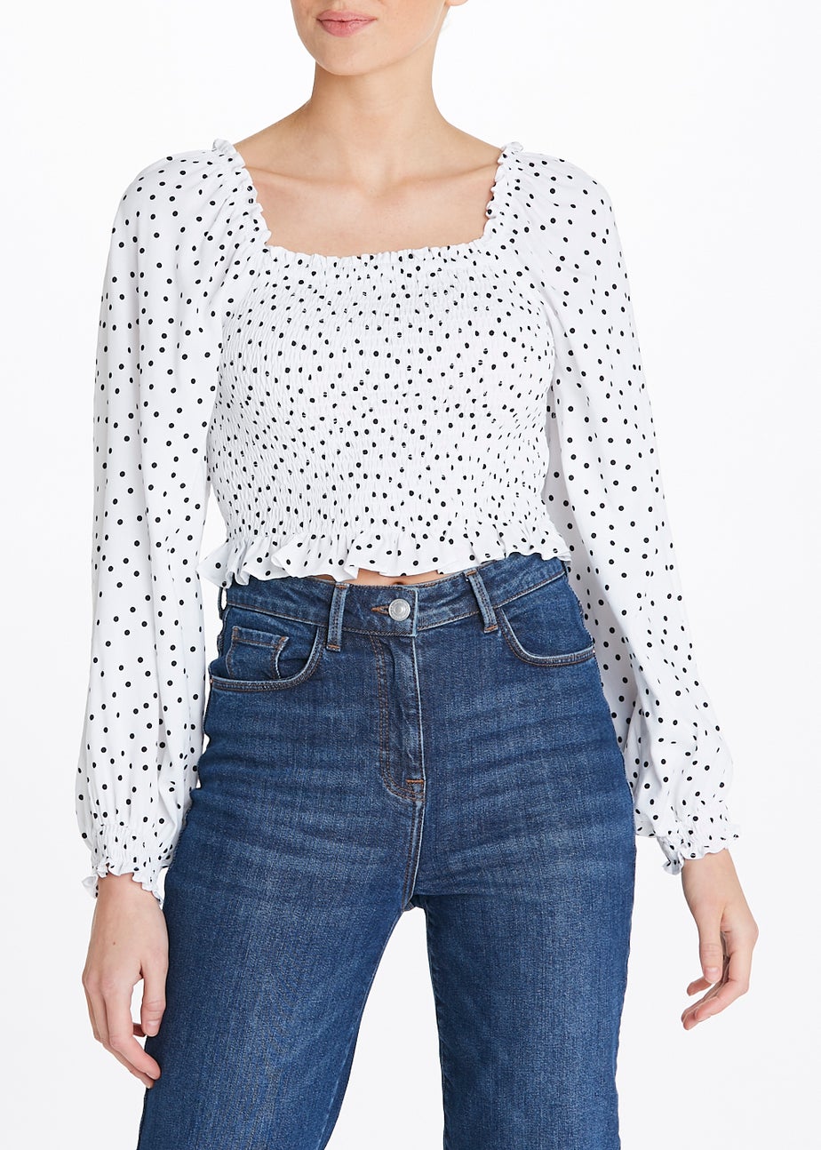 White Spot Crop Top