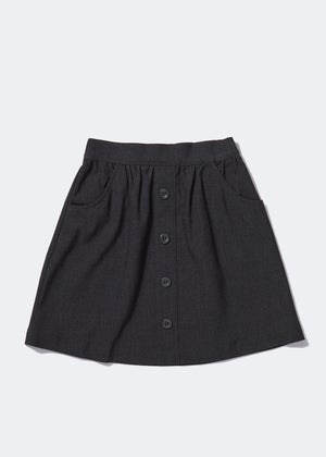 Girls Grey Button Front Elasticated School Skirt (3-13yrs)