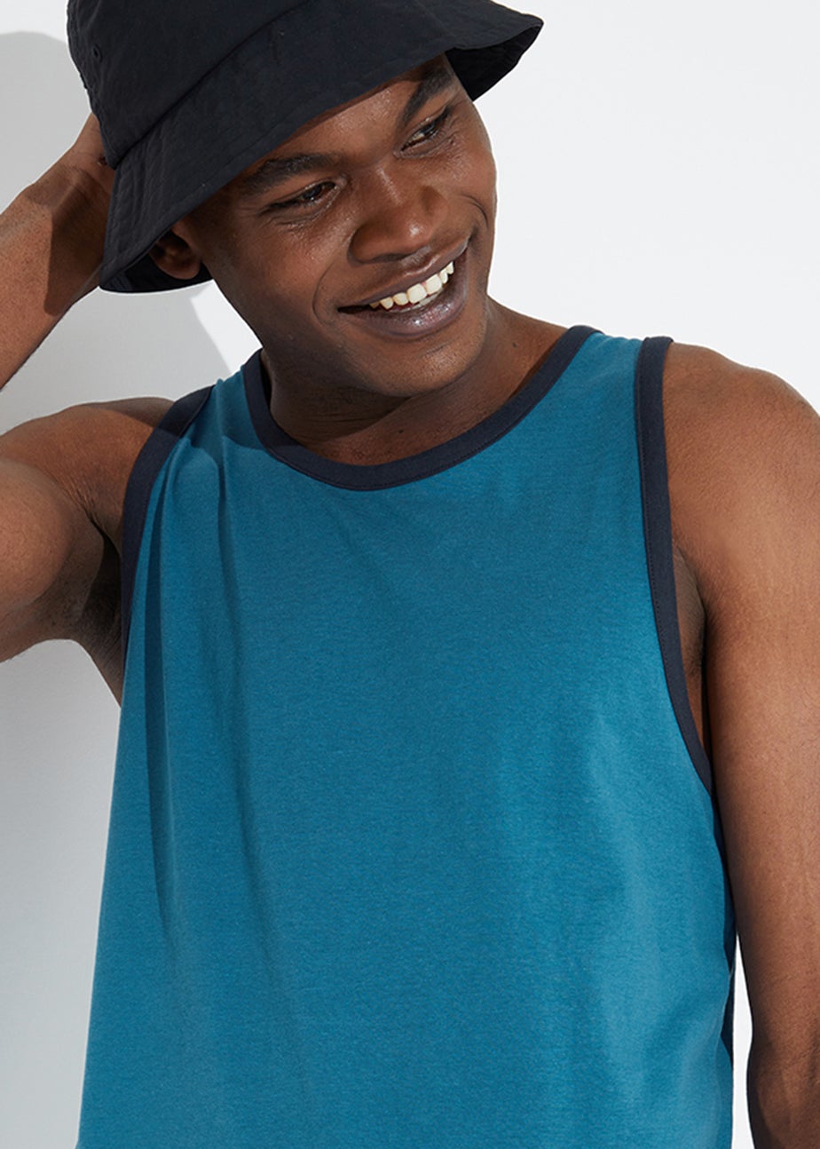 Blue Essential Jersey Ringer Vest Top