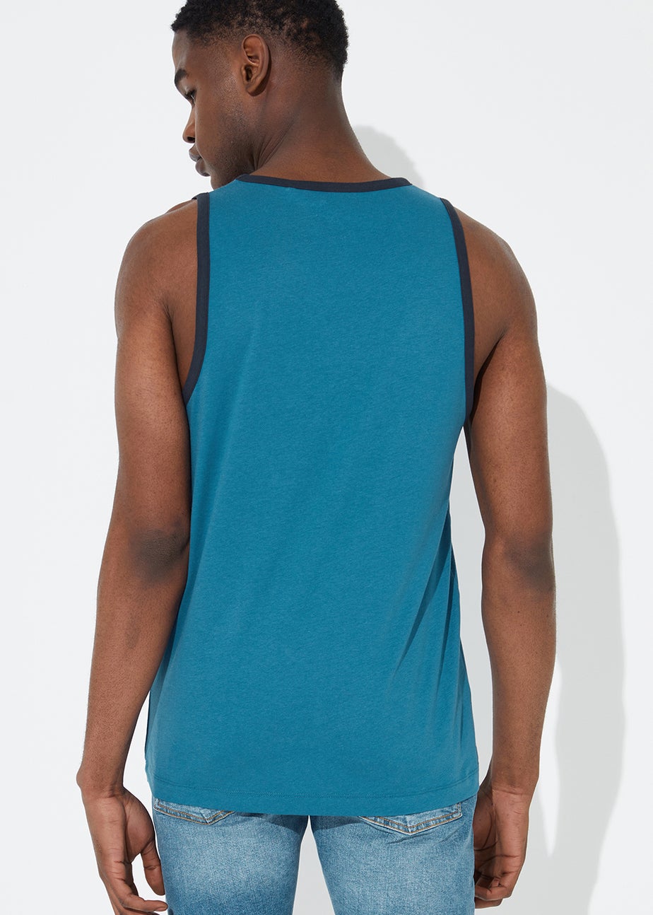 Blue Essential Jersey Ringer Vest Top