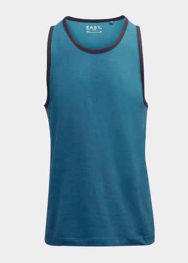 Blue Essential Jersey Ringer Vest Top