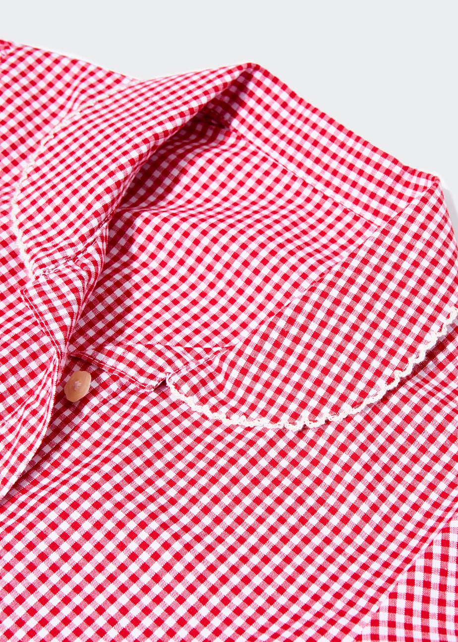 Girls Red Gingham Belted School Dress (3-14yrs)