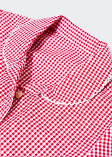 Girls Red Gingham Belted School Dress (3-14yrs)