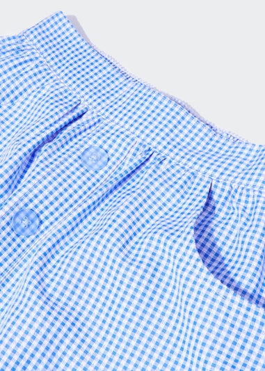 Girls Blue Gingham Button Front School Skirt (4-13yrs)