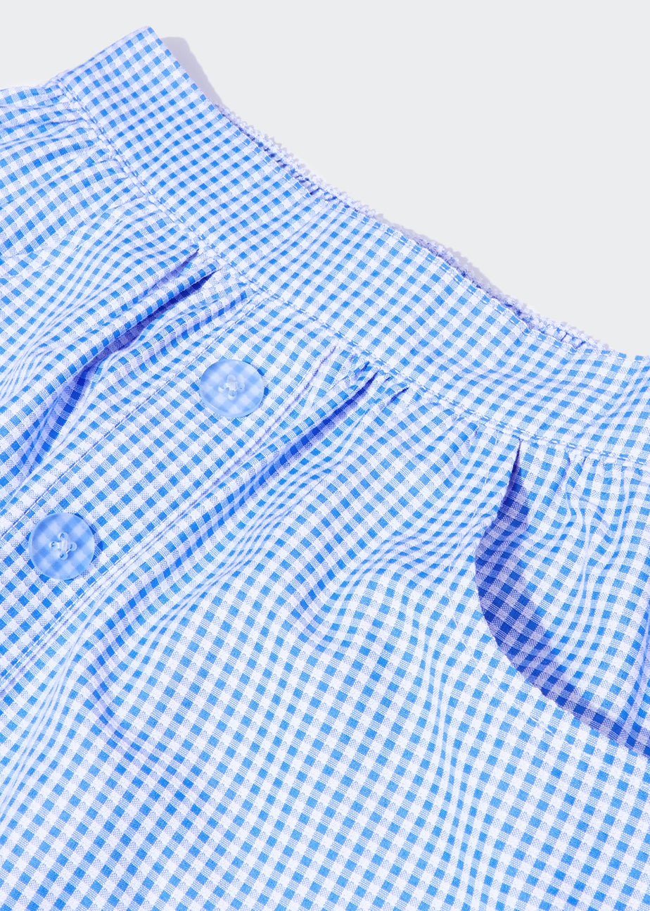 Girls Blue Gingham Button Front School Skirt (4-13yrs)