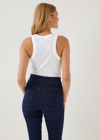 White High Neck Ribbed Vest Top