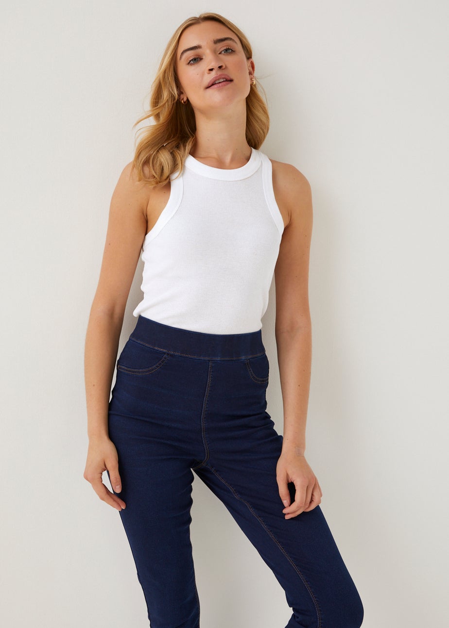 White High Neck Ribbed Vest Top