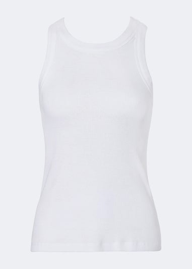 White High Neck Ribbed Vest Top
