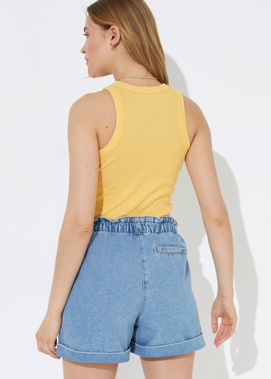 Yellow High Neck Ribbed Vest Top