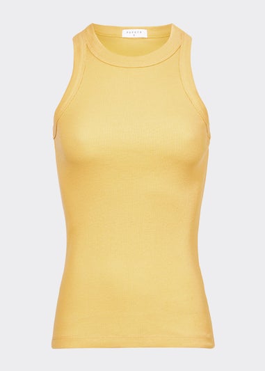Yellow High Neck Ribbed Vest Top