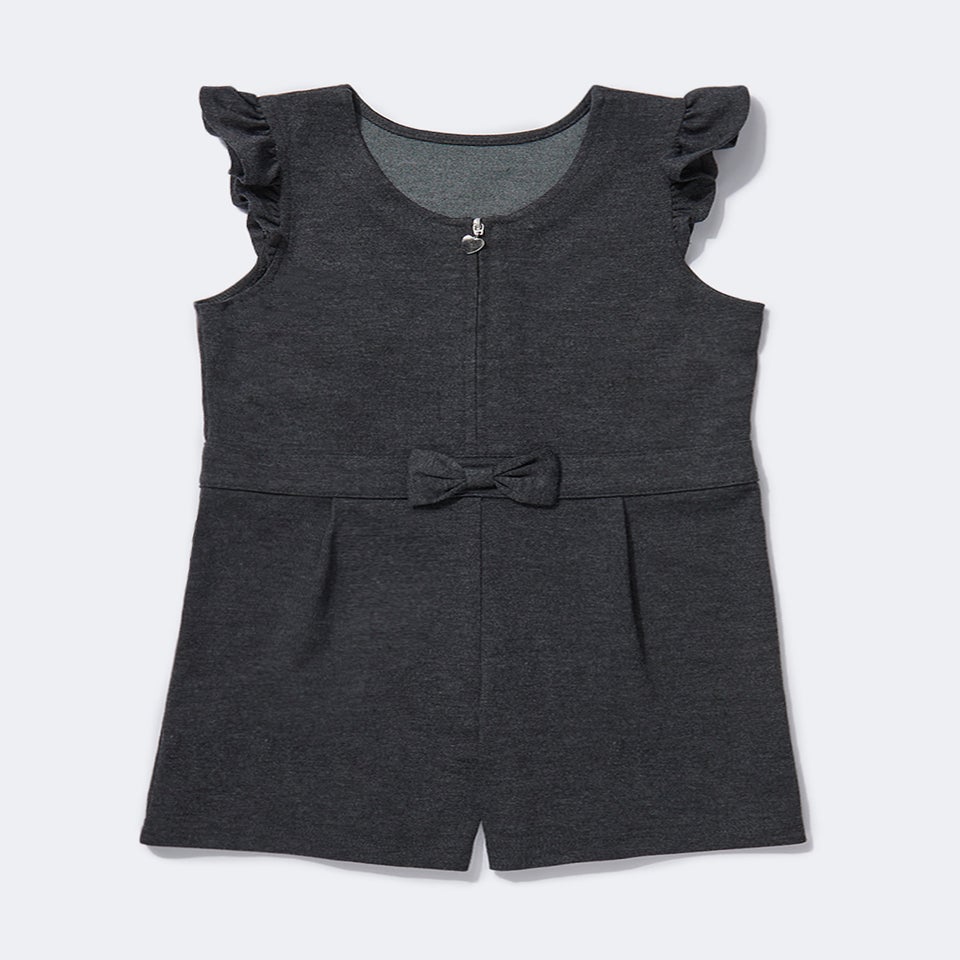 Girls Grey Zip Up School Playsuit (4-13yrs)