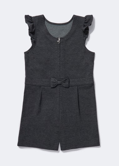 Girls Grey Zip Up School Playsuit (4-13yrs)