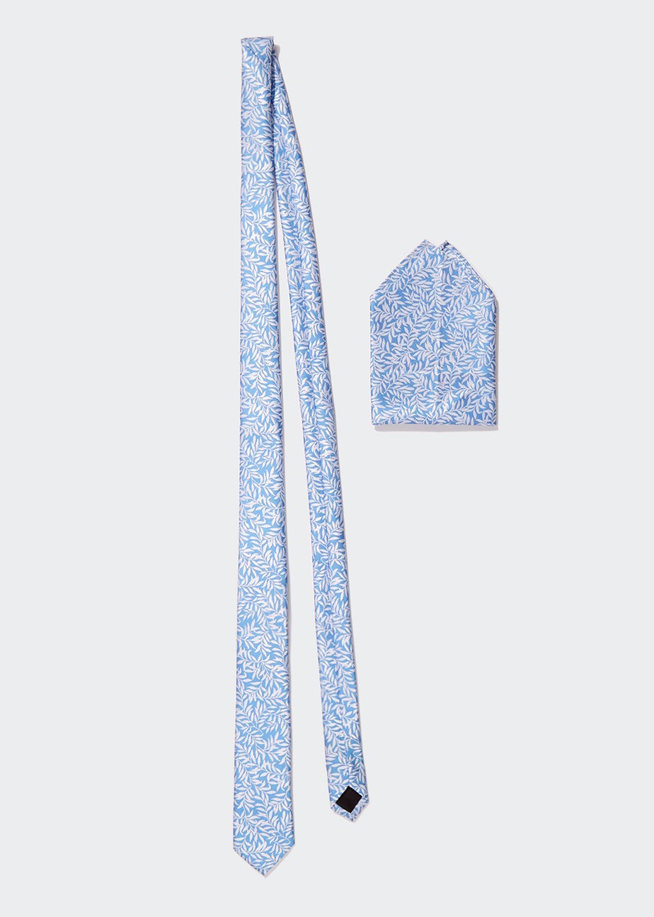 Taylor & Wright Blue Leaf Tie & Pocket Square Set