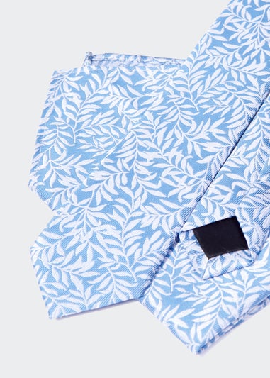 Taylor & Wright Blue Leaf Tie & Pocket Square Set