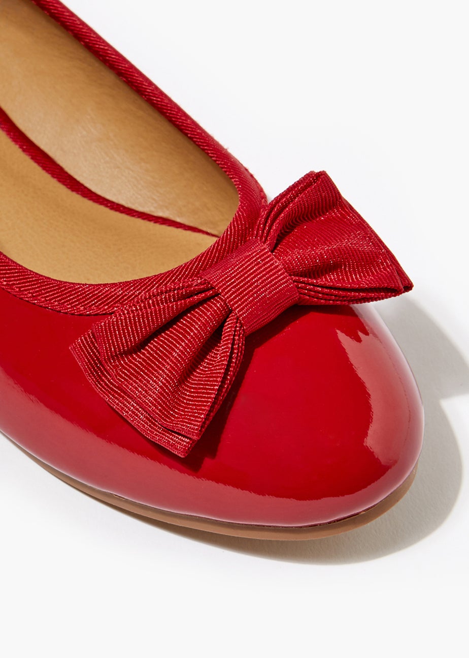 Girls Red Bow Ballet Flats (Younger 10-Older 5)