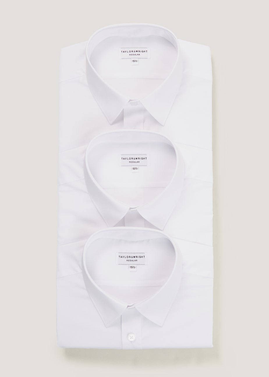 Taylor & Wright 3 Pack White Easy Care Regular Fit Shirts