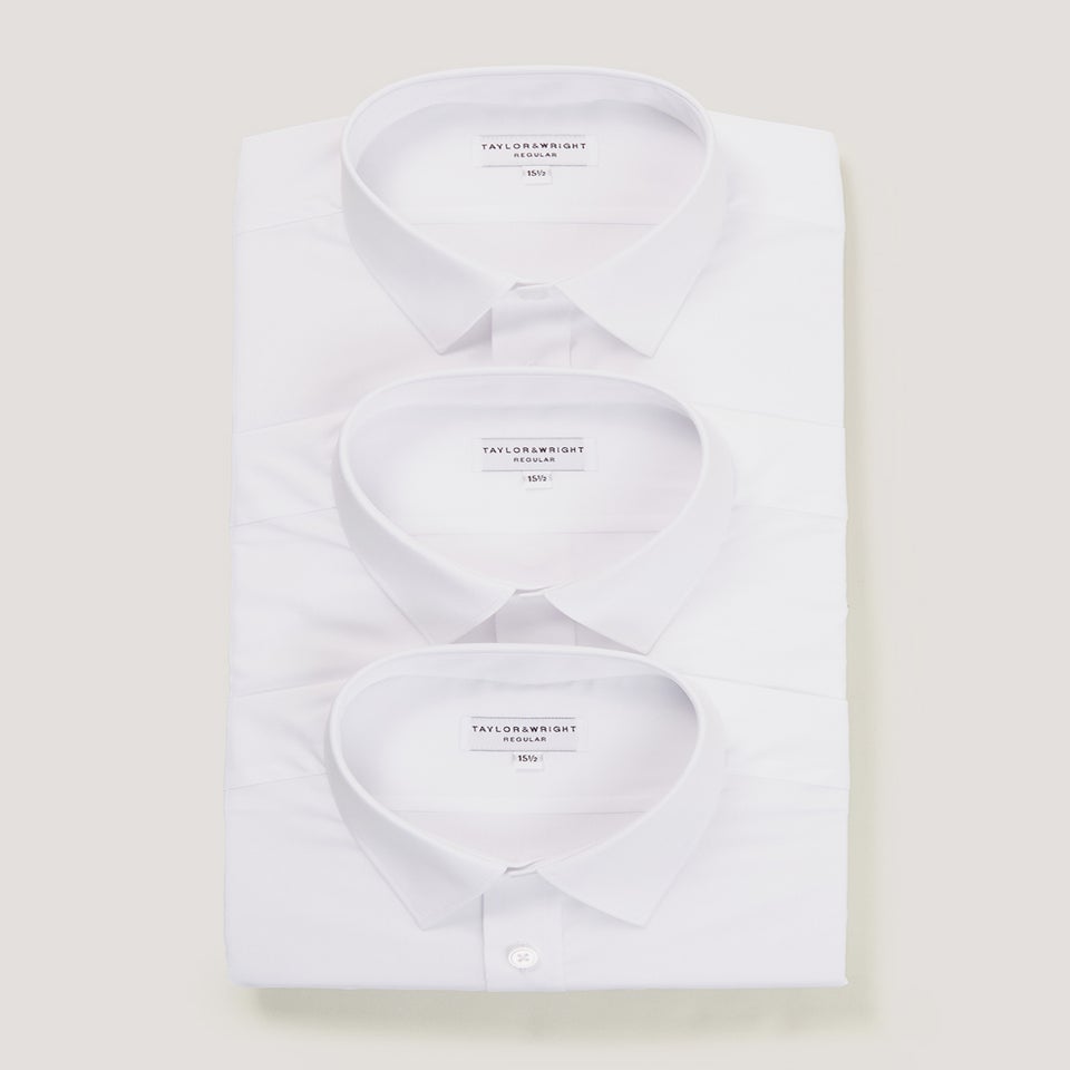 Taylor & Wright 3 Pack White Easy Care Regular Fit Shirts