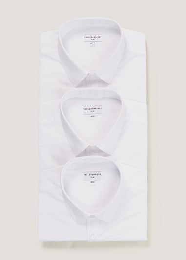 Taylor & Wright 3 Pack White Easy Care Slim Fit Shirts