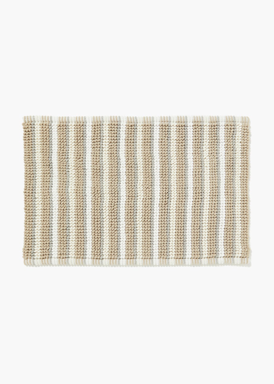 Natural Stripe Chenille Bath Mat