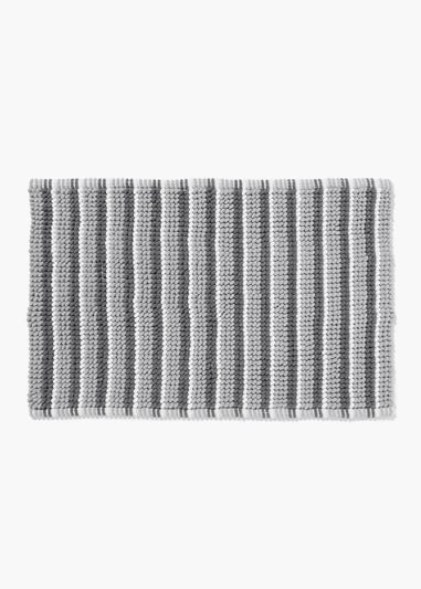 Grey Stripe Chenille Bath Mat