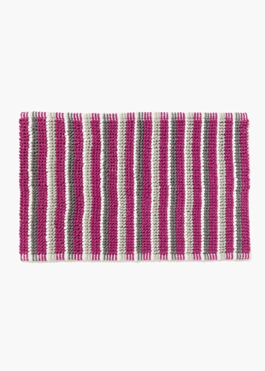 Pink Stripe Chenille Bath Mat (50cm x 80cm)