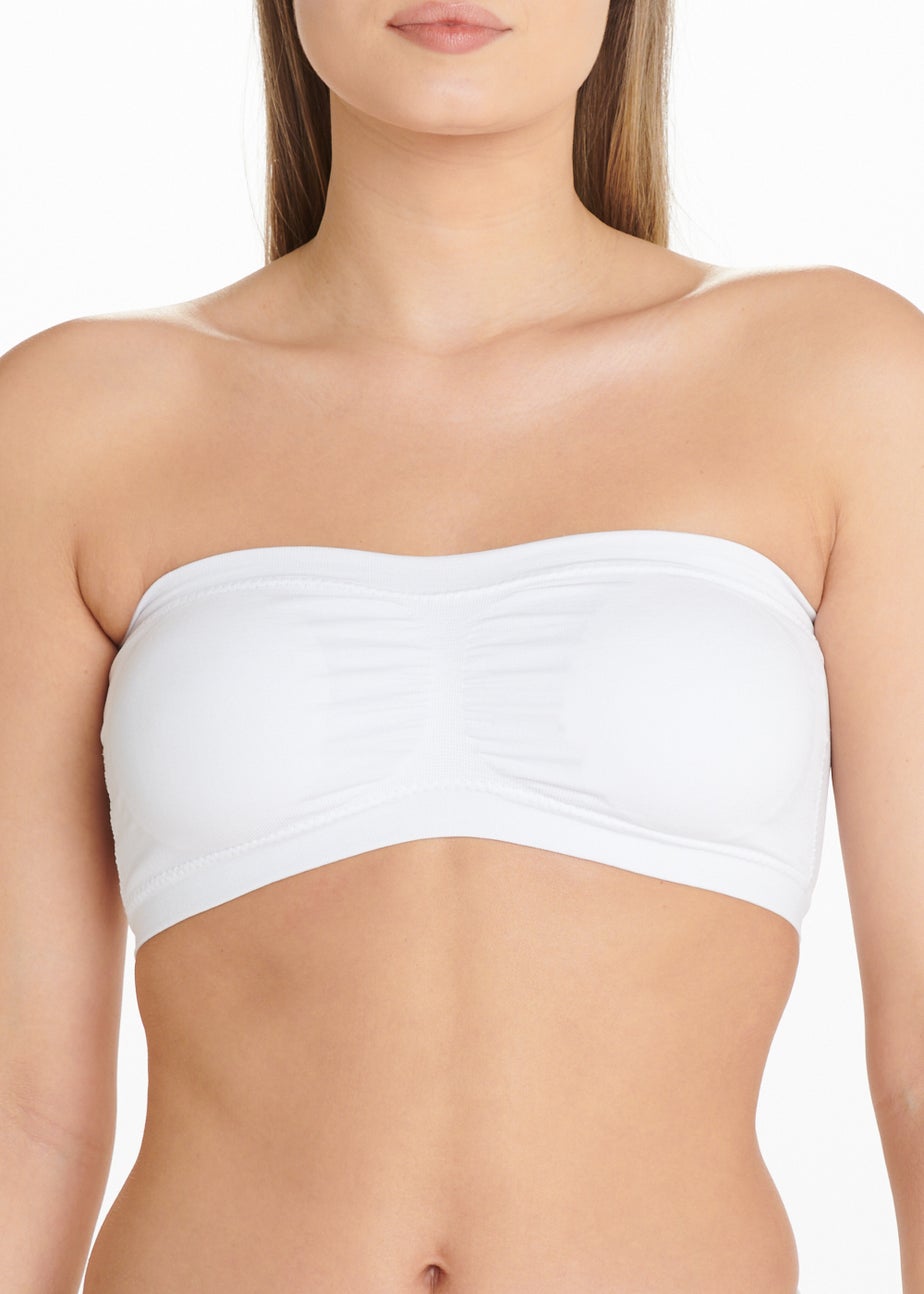 White Seam Free Strapless Bandeau Bra