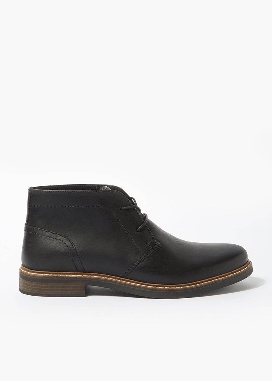 Black Real Leather Chukka Boots