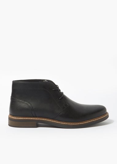 Black Real Leather Chukka Boots