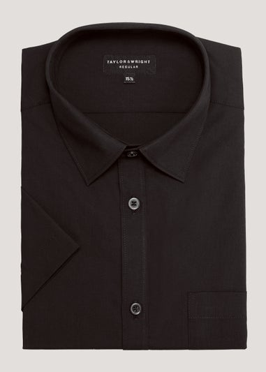Taylor & Wright Black Easy Care Regular Fit Short Sleeve Shirt