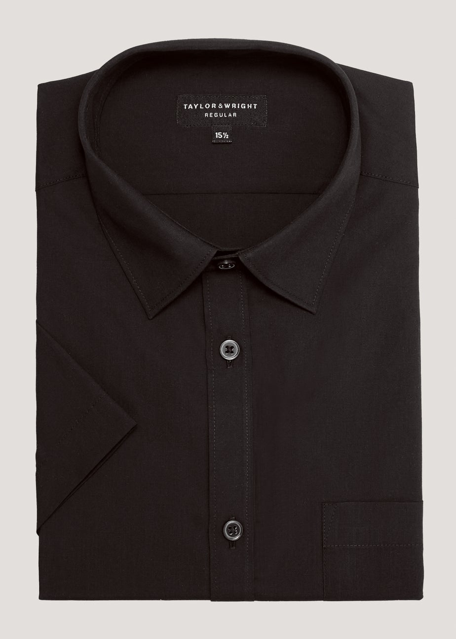 Taylor & Wright Black Easy Care Regular Fit Short Sleeve Shirt