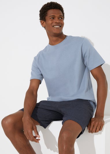 Navy Waffle Short Pyjama Set