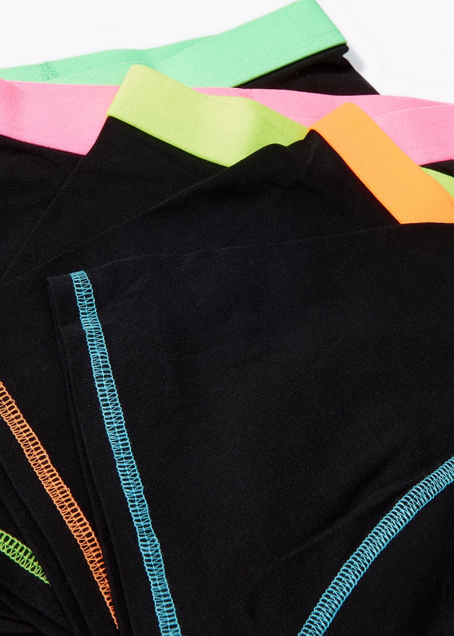 Boys 5 Pack Black Neon Trunks (2-16yrs)