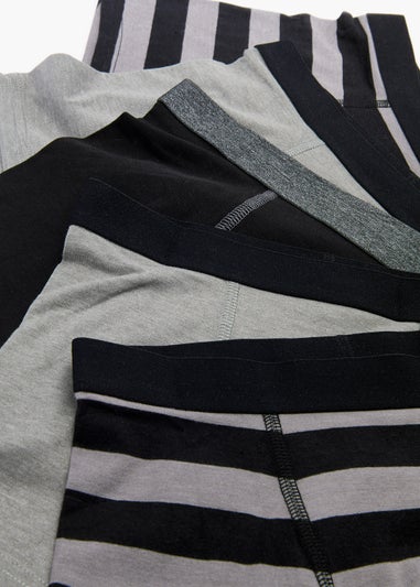 Boys 5 Pack Black & Grey Stripe Trunks (4-16yrs)