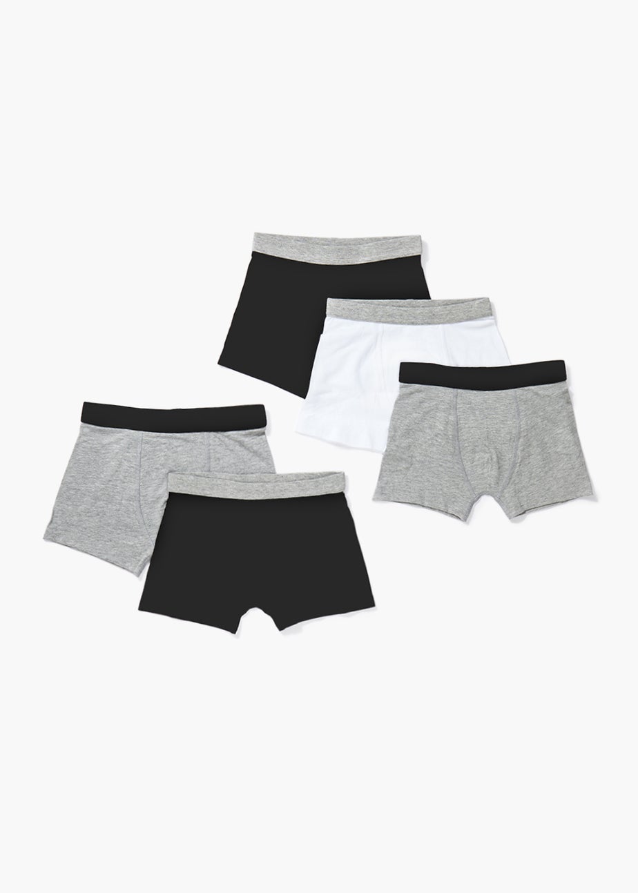 Boys 5 Pack Monochrome Trunks (4-16yrs)