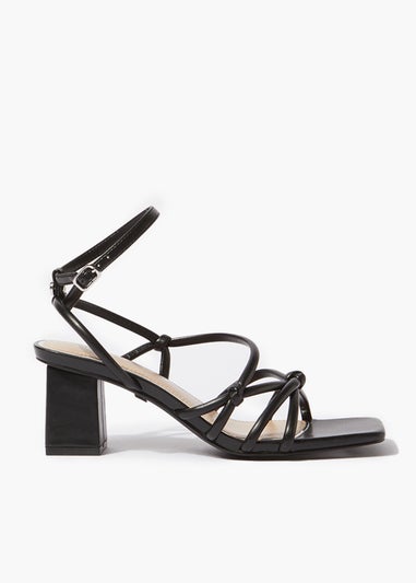 Head Over Heels Black Knotted Block Heels