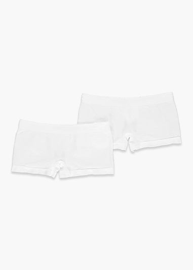 Girls 2 Pack White Seamless Boy Shorts (6-13yrs)