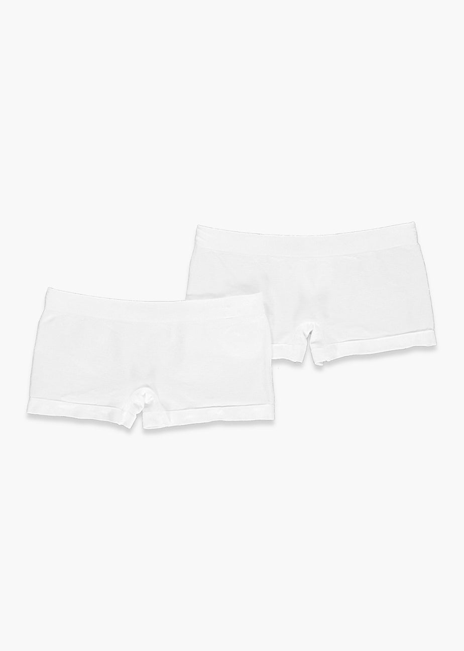 Girls 2 Pack White Seamless Boy Shorts (6-13yrs)